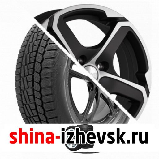 Колесо в сборе Viatti Brina зима (V-521) 195/60 R15 T 88 + СКАД Аллигатор 6xR15 5×114.3 ET45 DIA67.1 Черный матовый с полированным элементом в Ижевске